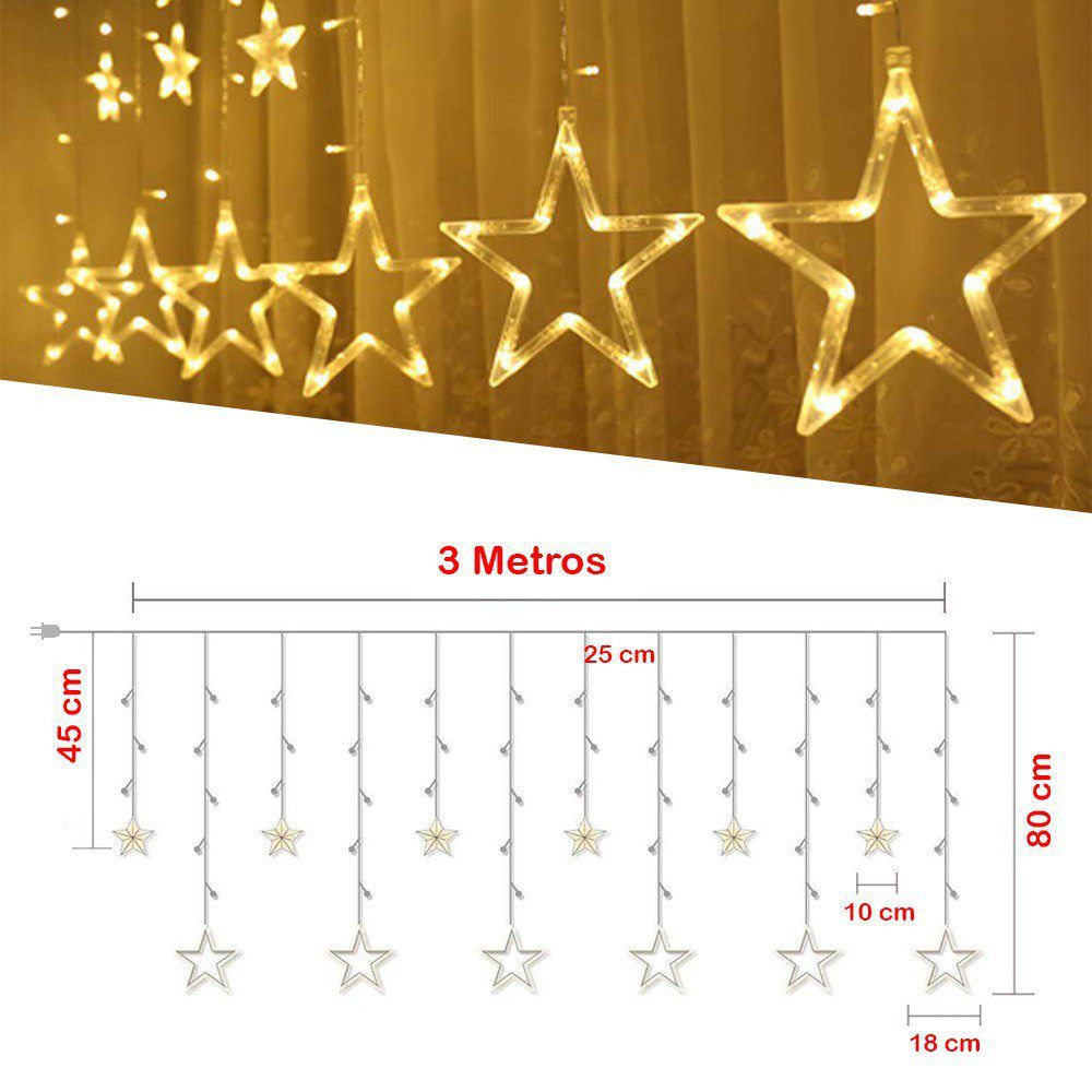 Cortina Luz Led Estrellas x3 Mt Navidad