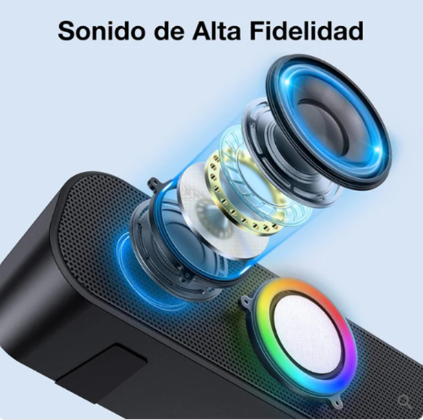 Altavoz Bluetooth portátil para PC 2400 mAh Altavoces inalámbricos para computadora de 1 hora Soporte RGB 3,5 mm AUX TF USB para uso en interiores, hogar y fiestas