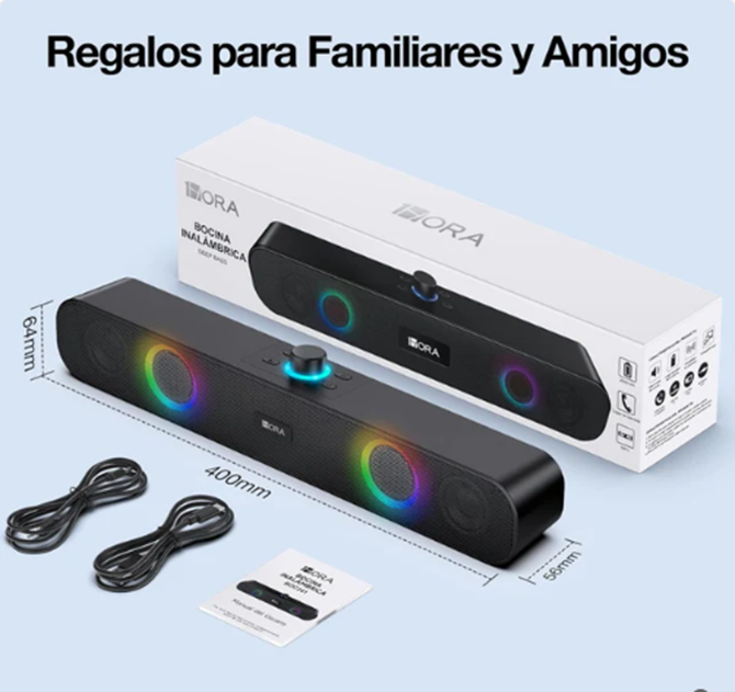 Altavoz Bluetooth portátil para PC 2400 mAh Altavoces inalámbricos para computadora de 1 hora Soporte RGB 3,5 mm AUX TF USB para uso en interiores, hogar y fiestas